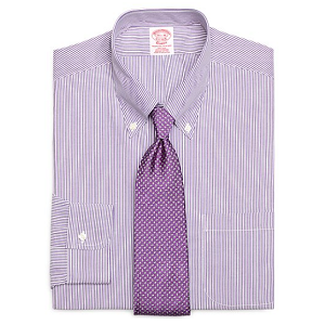 Non-Iron Traditional Fit Candy Stripe Dress Shirt - Purple
